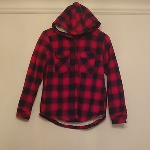 Red Plaid Jacket, fuzzy inside, size S